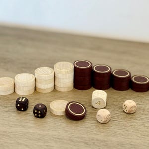 23 mm wooden game pieces with gold accents from MELIA | Elegant backgammon board game pieces – replacement & upgrade set