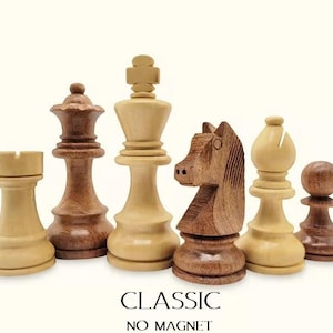Handmade wooden chess pieces by MELIA Games – Classic set | Optionally varnished | Replacement for chess boards & travel sets