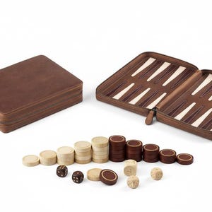 Backgammon Deluxe aus Leder – Handgefertigtes Luxus-Backgammon von MELIA | Edles Brettspiel mit Holzsteinen - Crazy Tobacco
