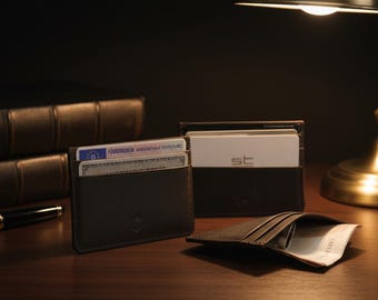 Crown & Tiger leren creditcardhouder - Slank portemonnee-ontwerp - Portemonnee van het fijnste leer - Ruimte voor maximaal 5 kaarten met vak voor briefgeld (Crazy Dark Brown)