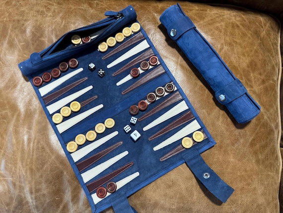 MELIA Outlet - Backgammon aus Leder – Rollbares Backgammon | Handgefertigtes Luxusspiel reduziert - B Ware oder Restposten
