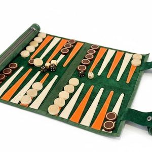 Luxury Leather Backgammon – Rollable Travel Backgammon by MELIA Games | Handcrafted Wooden Backgammon Set - Eire