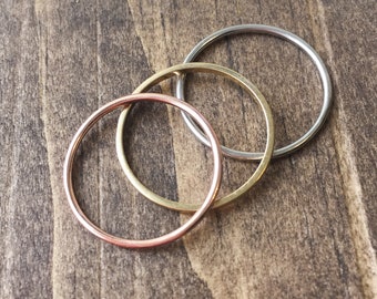 14K Gold Thin Band, Stackable Rings, Tri-Color Gold
