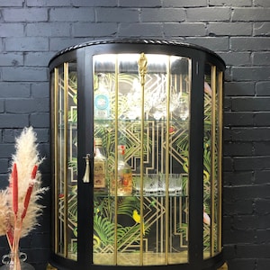 SOLD! Available for Commission! Vintage Art Deco Drinks & Display Cabinet, Art Deco Glass Cocktail Cabinet, Upcycled Gin Cabinet