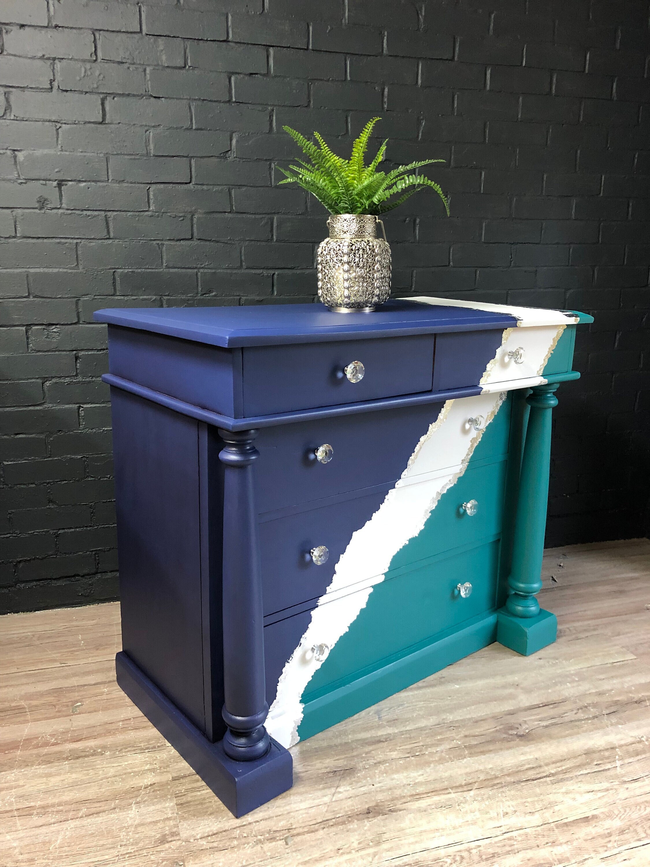 For Custom Design Commission: Maximalist Chest of Drawers – Navy