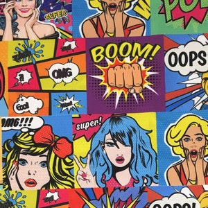 Pop Art Comic Book Fabric Retro Comic Women Pow Print Fashion Home Decor Curtain Tapestry Furniture Chair Sofa Upholstery Fabric by the Yard