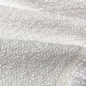White Boucle Sofa Upholstery Fabric Heavy Duty Textured Boucle Material Cozy Home Textile Furniture Headboard Chair Couch Fabric by the Yard