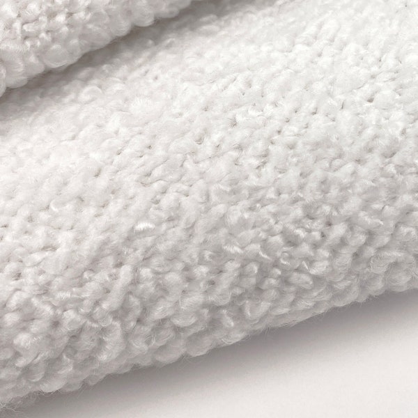 White Boucle Upholstery Fabric Chunky Curly Cozy Wool Puffy Looped Nubby Textured Boucle Furniture Headboard Chair Sofa Fabric by the Yard