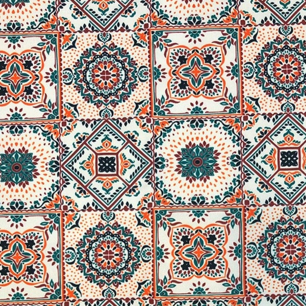 Turkish Moroccan Tiles Upholstery Fabric Oriental Encaustic Tile Print Home Decor Curtain Tapestry Chair Sofa Furniture Fabric by the Yard