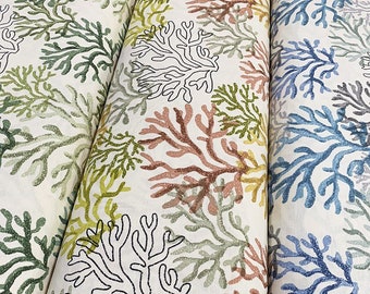 Coral Reef Canvas Upholstery Fabrics Nautical Water Repellent Cotton Outdoor Home Textile Curtain Sofa Chair Furnishing Fabric by the Yard