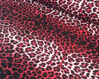 Red Leopard Upholstery Fabric Animal Print Extra Wide Water Resistant Cotton Canvas Outdoor Curtain Sofa Chair Furniture Fabric by the Yard