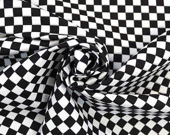 Black White Square Check Fabric Checkered Chess Racing Print Fabric Home Decor Curtain Sofa Chair Furniture Upholstery Fabric by the Yard