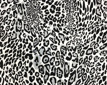 Leopard Print Fabric by the Yard, Black White Grey Cheetah Animal Print Fashion Home Textile Furniture Chair Sofa Bench Upholstery Fabric
