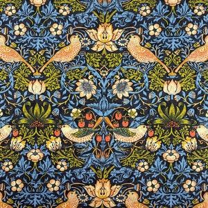 Tela de tapicería Strawberry Thief de William Morris con estampado floral de flores y pájaros, decoración del hogar, tapiz, silla, sofá, muebles, tela cortada a medida
