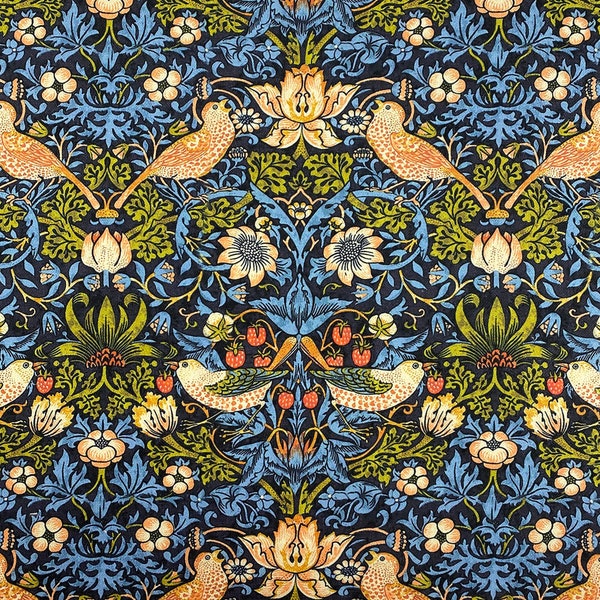 Tessuto da tappezzeria Ladro di fragole William Morris Fiori floreali Uccelli Stampa artistica Decorazioni per la casa Arazzo Sedia Divano Mobili Tessuto tagliato a misura