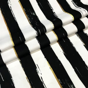 Tessuto a righe larghe grunge tagliato a misura, strisce verticali spesse in oro bianco nero Home Decor tendaggi divano sedia mobili tessuto da tappezzeria