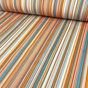 Orange Striped Canvas Fabric Multicolor Water Repellent Cotton Outdoor Home Decor Curtain Furniture Chair Sofa Upholstery Fabric by the Yard