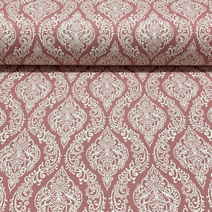Dusty Rose Damask Upholstery Fabric Water Resistant Cotton Canvas Outdoor Material Brocade Curtain Chair Sofa Furniture Fabric by the Yard