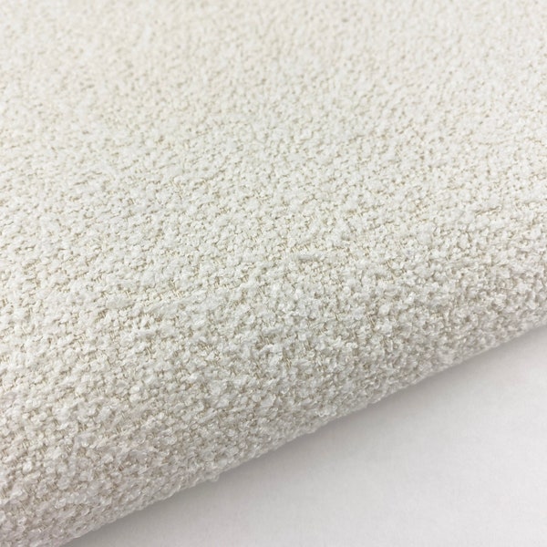 White Boucle Upholstery Fabric, Textured Bouclé Home Textile Curtain Rug Furniture Ottoman Chair Couch Sofa Upholstery Fabric by the Yard