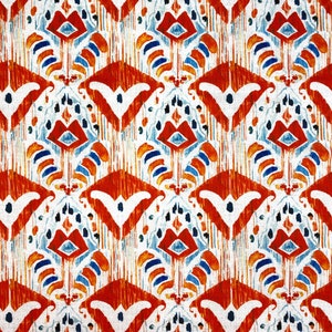 Tribal Ikat Upholstery Fabric Bohemian Rust Abstract Watercolor Ikat Print Home Decor Curtain Chair Sofa Furniture Fabric by the Yard image 1