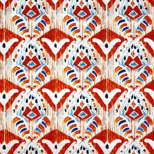 Tribal Ikat Upholstery Fabric Bohemian Rust Abstract Watercolor Ikat Print Home Decor Curtain Chair Sofa Furniture Fabric by the Yard image 1