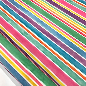 Colorful Striped Upholstery Fabric, Watercolor Rainbow Stripes Print Home Decor Drapery Furnishing Chair Sofa Upholstery Fabric by the Yard