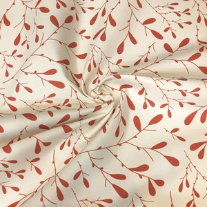 Boho Terracotta Leaves Upholstery Fabric, Small Abstract Leaves Print Home Decor Curtain Sofa Chair Furniture Upholstery Fabric by the Yard