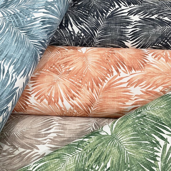Tropical Palm Leaf Fabrics Water Repellent Cotton Canvas Outdoor Upholstery Home Decor Curtain Chair Sofa Furniture Fabric by the Yard