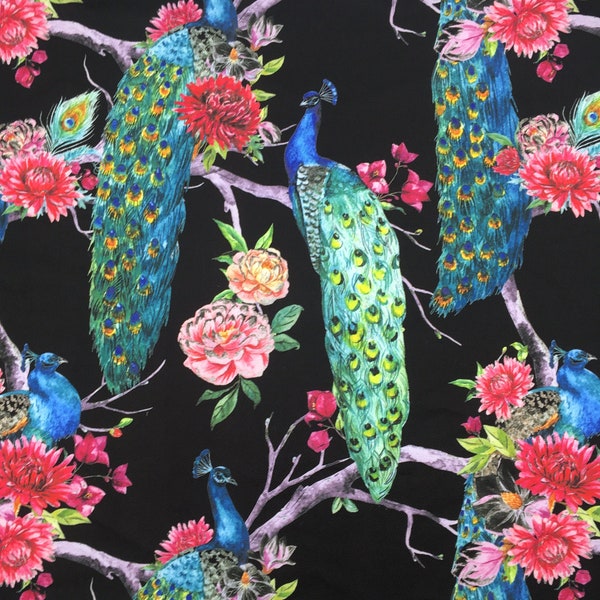 Bloemen Pauw Bekledingsstof, Exotische Vogeltuin Print Home Decor Gordijn Tapijt Meubilair Stoel Bank Bekledingsstof op maat gesneden