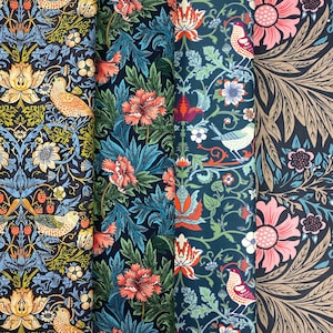 William Morris Fabrics Strawberry Thief Flower Bird Art Print Floral Furnishing Tapestry Curtain Chair Sofa Upholstery Fabric by the Yard image 1