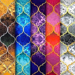 Tessuto per tappezzeria orientale marocchino con stampa a traliccio sfumato, materiale decorativo per tappezzeria, tenda, mobili, sedia, divano, tessuto tagliato su misura