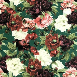 Vintage Style Floral Upholstery Fabric, Retro Flowers Leaves Print Home Textile Curtain Furniture Chair Sofa Upholstery Fabric by the Yard