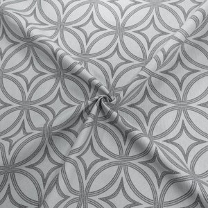 Gray Mid Century Modern Fabric, Retro Geometric Water Resistant Cotton Canvas Outdoor Curtain Chair Sofa Upholstery Furniture Fabric by Yard