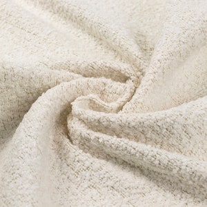 Ivory Boucle Upholstery Fabric Chunky Textured Cozy Heavy Boucle Home Decor Headboard Cushion Furniture Couch Chair Sofa Fabric by the Yard