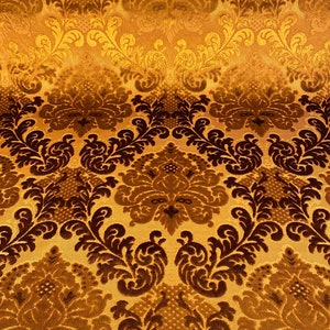 Brocade Velvet Upholstery Fabric Orange Luxury Jacquard Damask Woven Home Decor Material Curtain Furniture Chair Sofa Fabric by the Yard