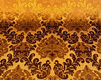 Brocade Velvet Upholstery Fabric Orange Luxury Jacquard Damask Woven Home Decor Material Curtain Furniture Chair Sofa Fabric by the Yard