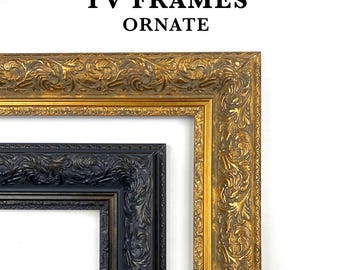 Ornate TV Frames for Samsung The Frame, Gold Black Customizable Bezel Frame, Hisense Canvas TCL TV Cover, 32, 43, 50, 55, 65, 75, 85 inch