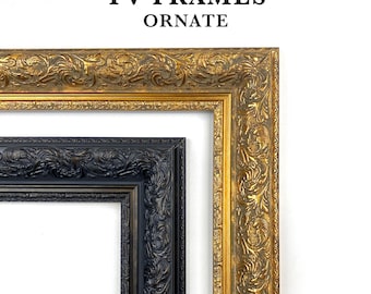 Ornate TV Frames for Samsung The Frame, Gold Black Customizable Bezel Frame, Hisense Canvas TCL TV Cover, 32, 43, 50, 55, 65, 75, 85 inch