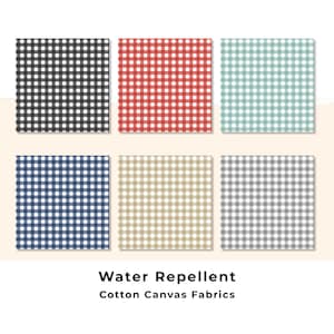 Gingham Check Fabrics by the Yard, Square Plaid Water Resistant Cotton Canvas Outdoor Kitchen Drapery Furniture Chair Sofa Upholstery Fabric