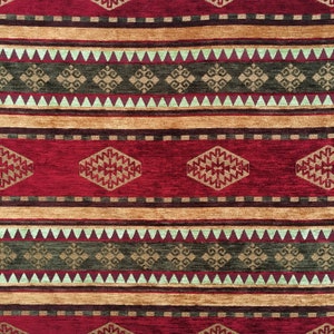 Rot Grüner Kelim-Polsterungsstoff Türkisch Boho Tribal Aztec Woven Chenille Ottoman Möbel Tapisserie Teppich Stuhl Sofa Stoff Meterware
