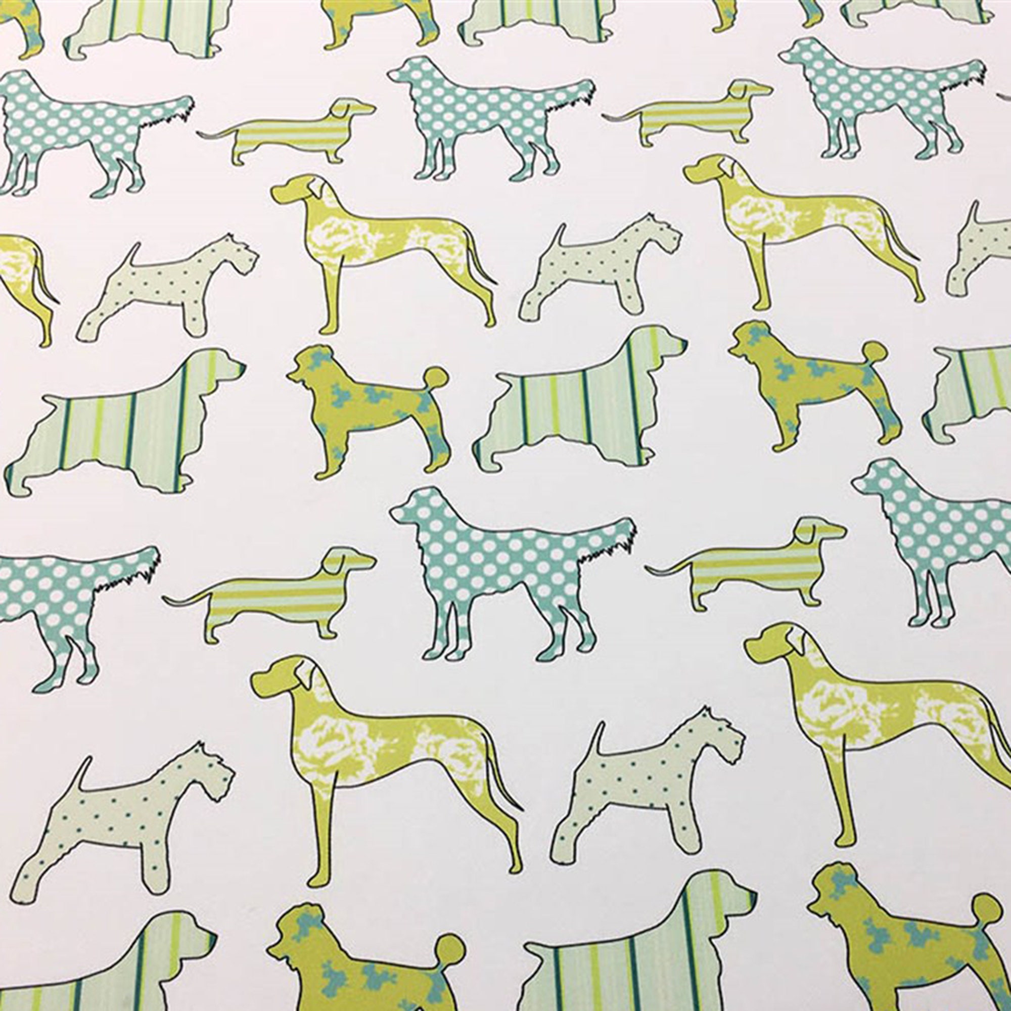 Dog Print Fabric by the Yard Green Dog Breeds Puppies Etsy