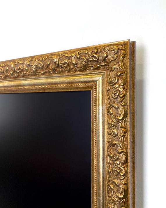 Gold TV Frame for Samsung The Frame, Embossed Ornate Bezel Frame, TCL Hisense Canvas TV Television Cover, 32, 43, 50, 55, 65, 75, 85 inch