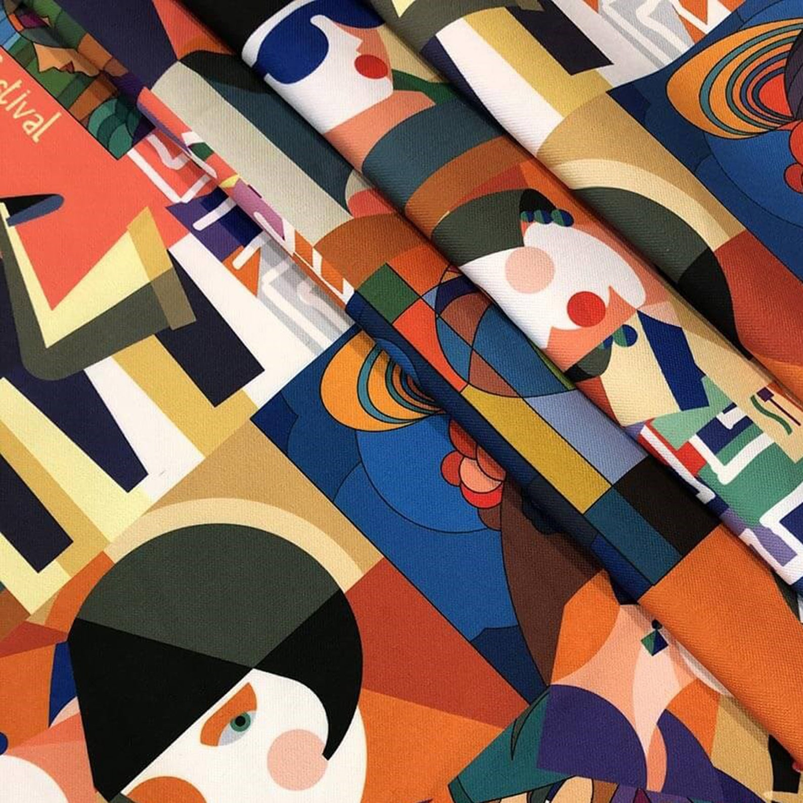 Colorful Art Deco Upholstery Fabric Abstract Pop Art Women Etsy