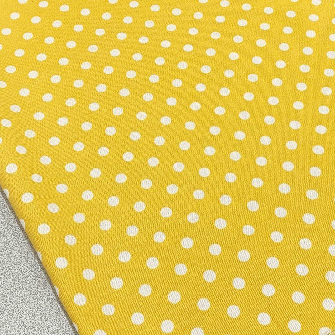 Yellow Polka Dot Fabric Water Resistant Cotton Canvas Outdoor 