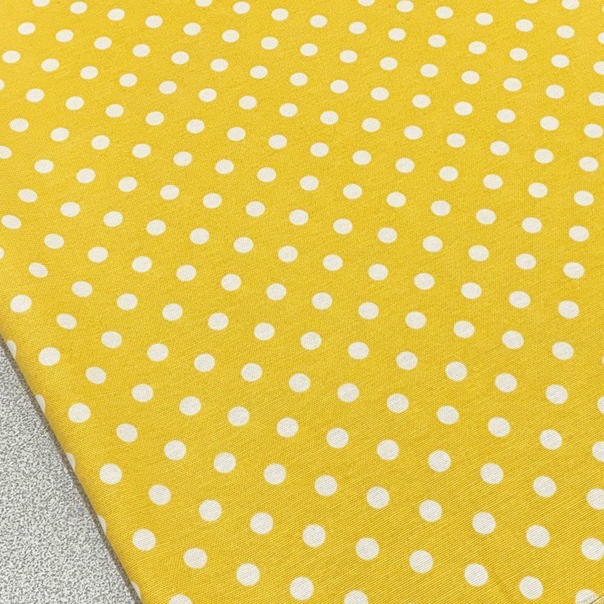 Yellow Polka Dot Fabric Water Resistant Cotton Canvas Outdoor Material  Polkadot Home Decor Curtain Furnishing Upholstery Fabric by the Yard 