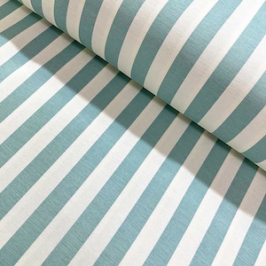 Mint Green Striped Canvas Fabric Water Repellent Cotton Outdoor Home Textile Curtain Furniture Chair Sofa Upholstery Fabric by the Yard