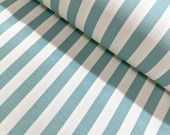 Mint Green Striped Canvas Fabric Water Repellent Cotton Outdoor Home Textile Curtain Furniture Chair Sofa Upholstery Fabric by the Yard