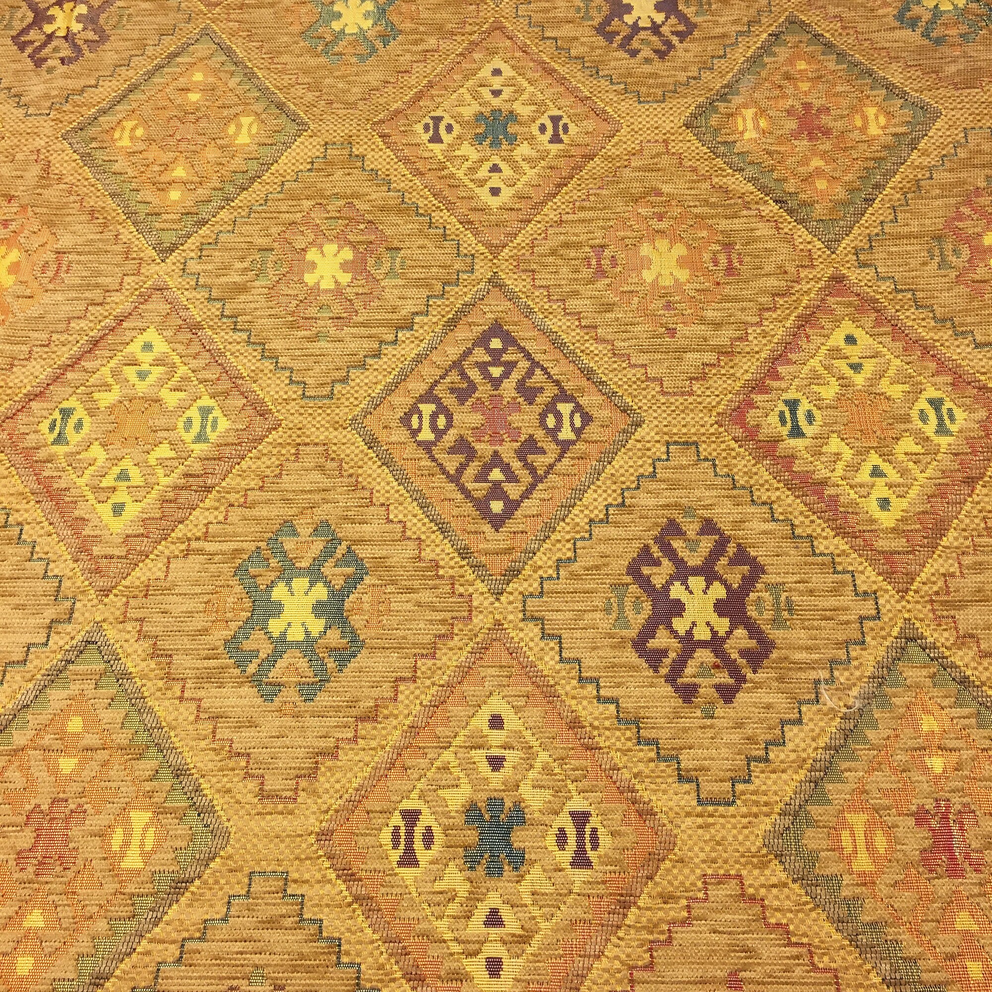 Turkish Kilim Upholstery Fabric Mustard Boho Bohemian Aztec Etsy