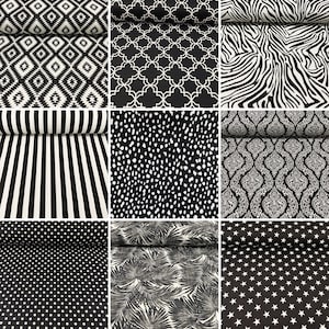 Black and White Canvas Fabric, Diamond Fabric by Yard, Geometric Upholstery  Fabric, Monochrome Cotton Fabric, Waterproof Home Decor Fabric 