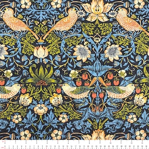 William Morris Fabrics Strawberry Thief Flower Bird Art Print Floral Furnishing Tapestry Curtain Chair Sofa Upholstery Fabric by the Yard Strawberry Thief